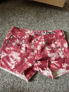 Miss Me Red Tie-Dye Denim Shorts-27